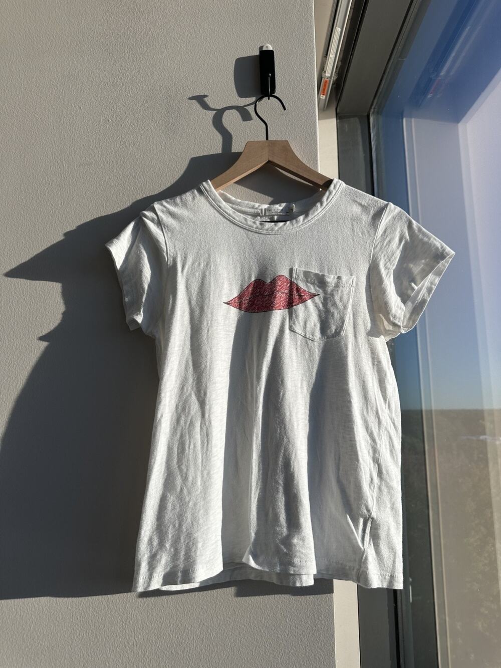 Rag & Bone Red Lips 100% Pima Cotton White Short Sleeve T-Shirt Sz SP